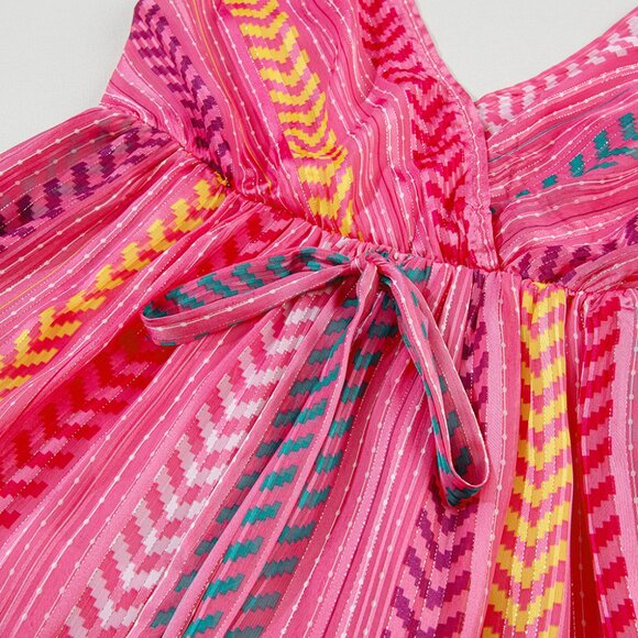 Pink Western Printed Tassel Tie V Neck Wrap Maxi Dress - Picture 11 of 11